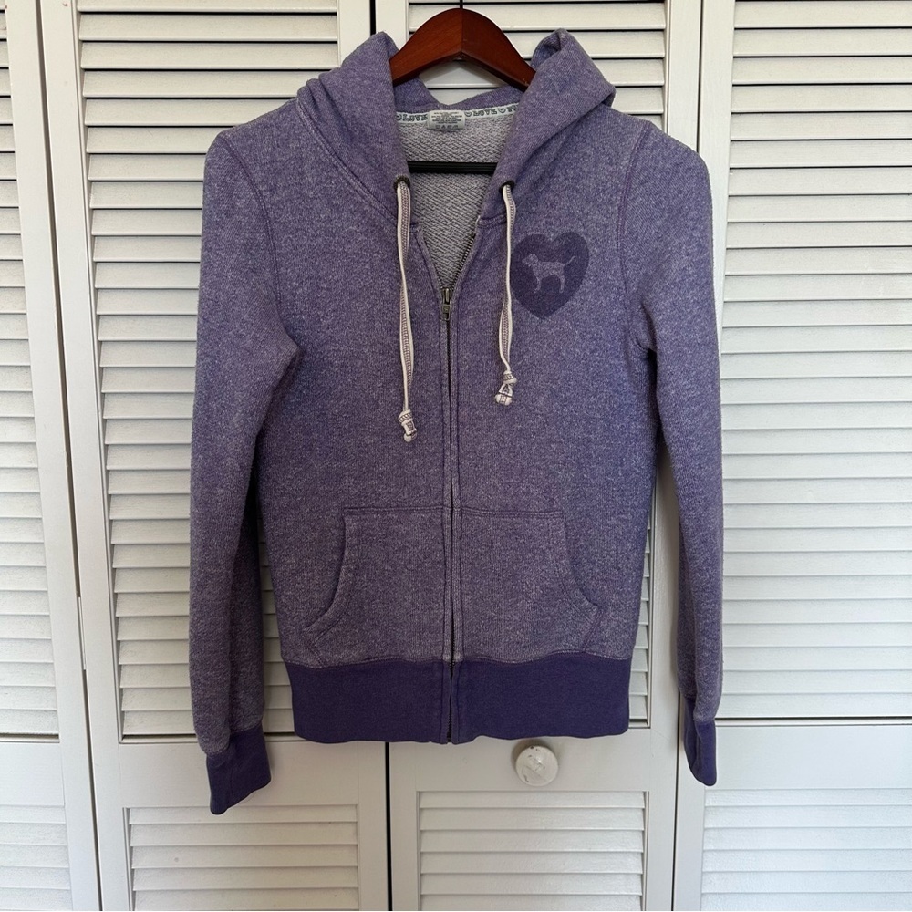 Y2K Pink Victoria’s Secret Zip Hoodie Lavender Graphic Zip Up Size S